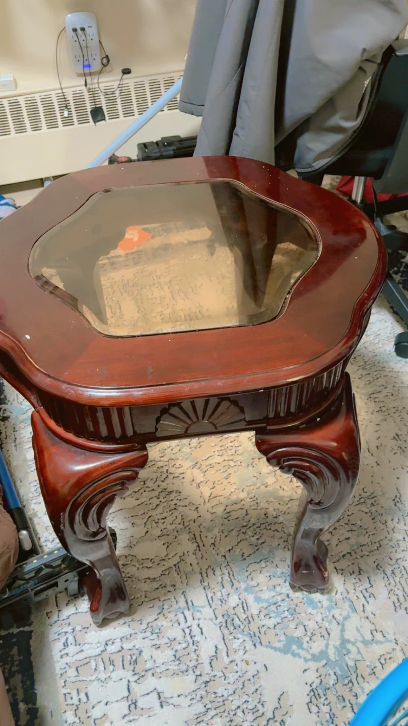 Wooden Coffee Table with Glass Top - photo 2