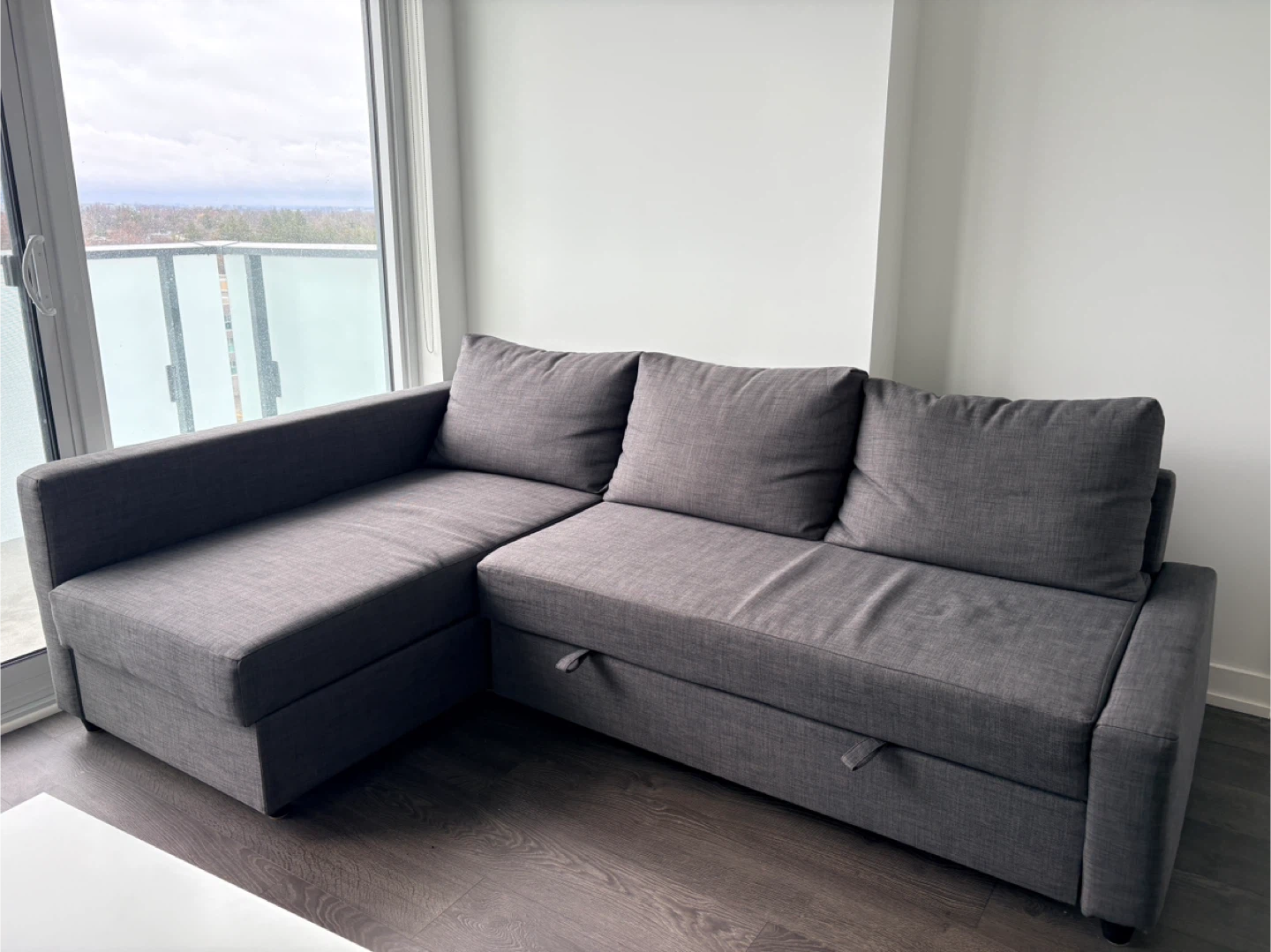 Dark Grey Sectional Sofa Bed with Storage
