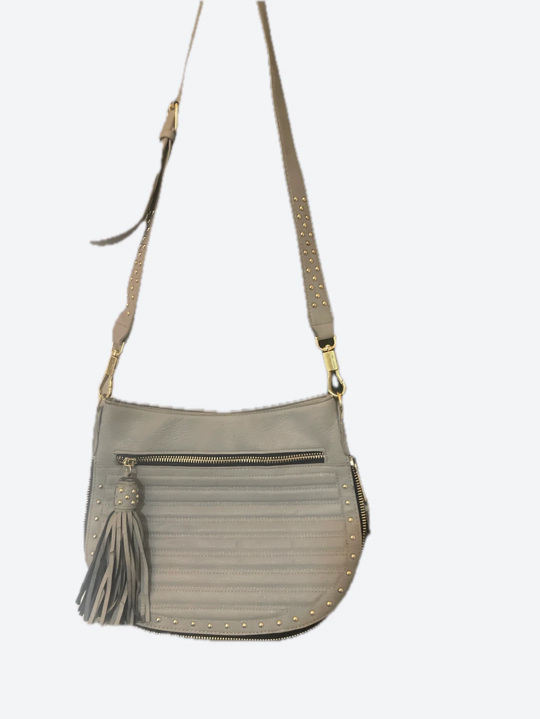 Steve Madden Gray Shoulder Bag with Studs and Tassel