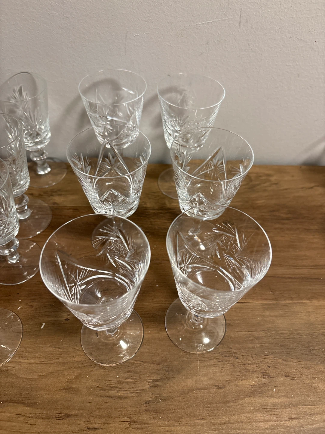Set of vintage 14 Crystal Cut Glass Wine Glasses - photo 2