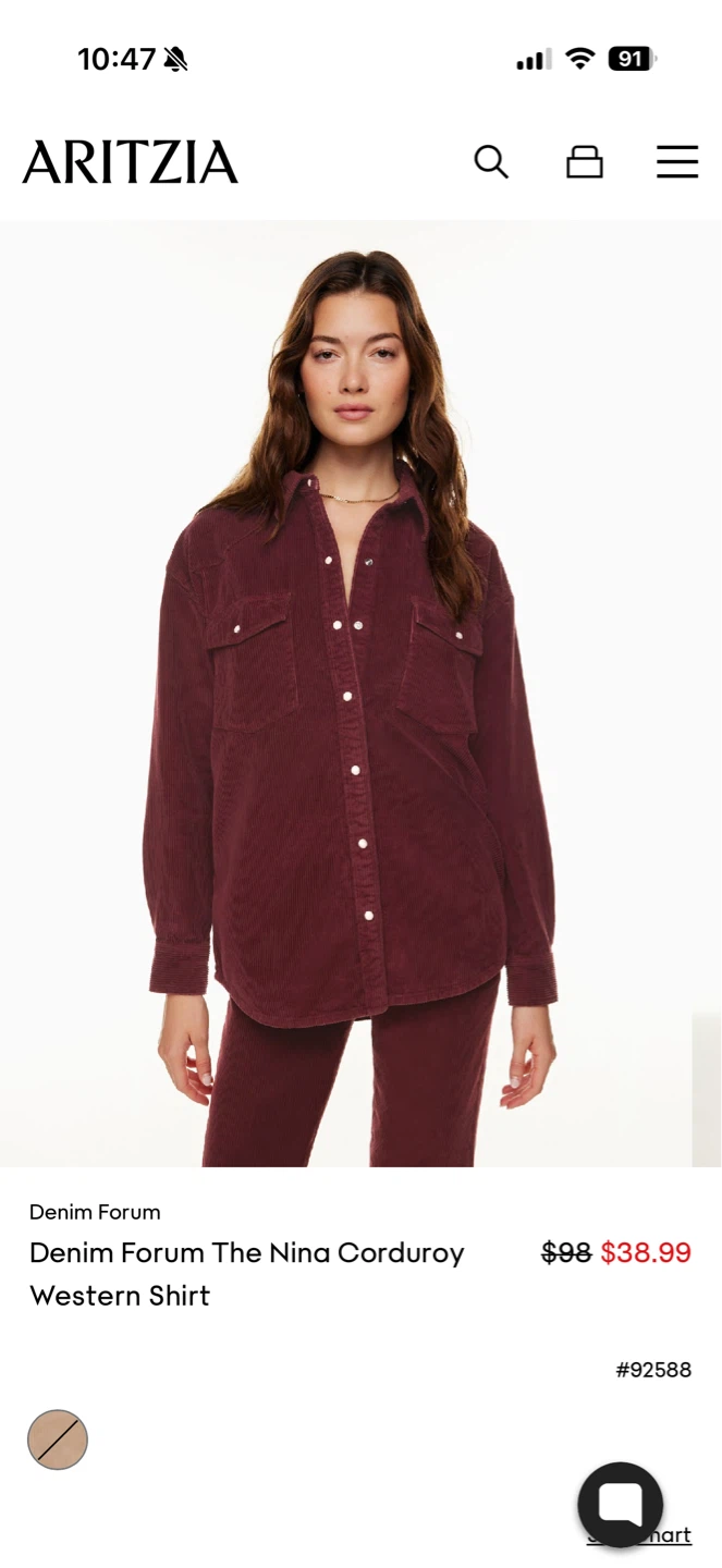 DENIM FORUM Corduroy Shirt Size 2