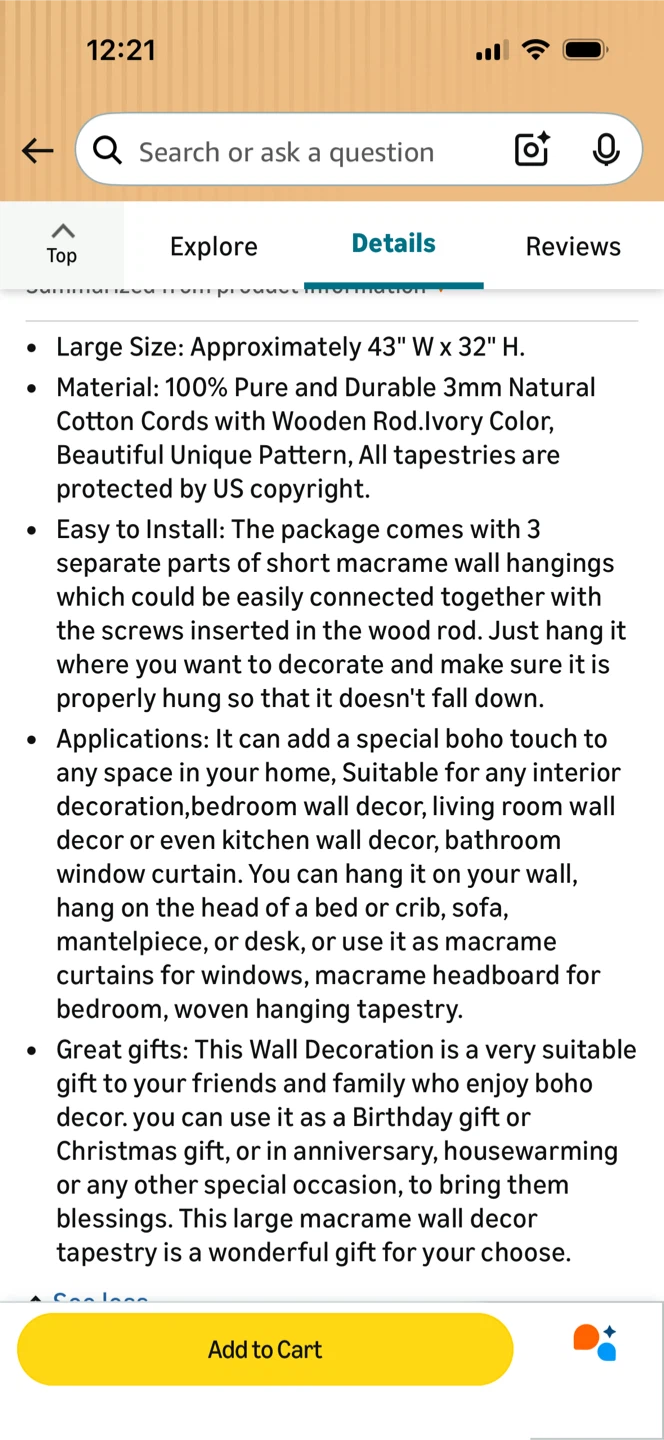 Achart Macrame Wall Hanging - Boho Tapestry - photo 4