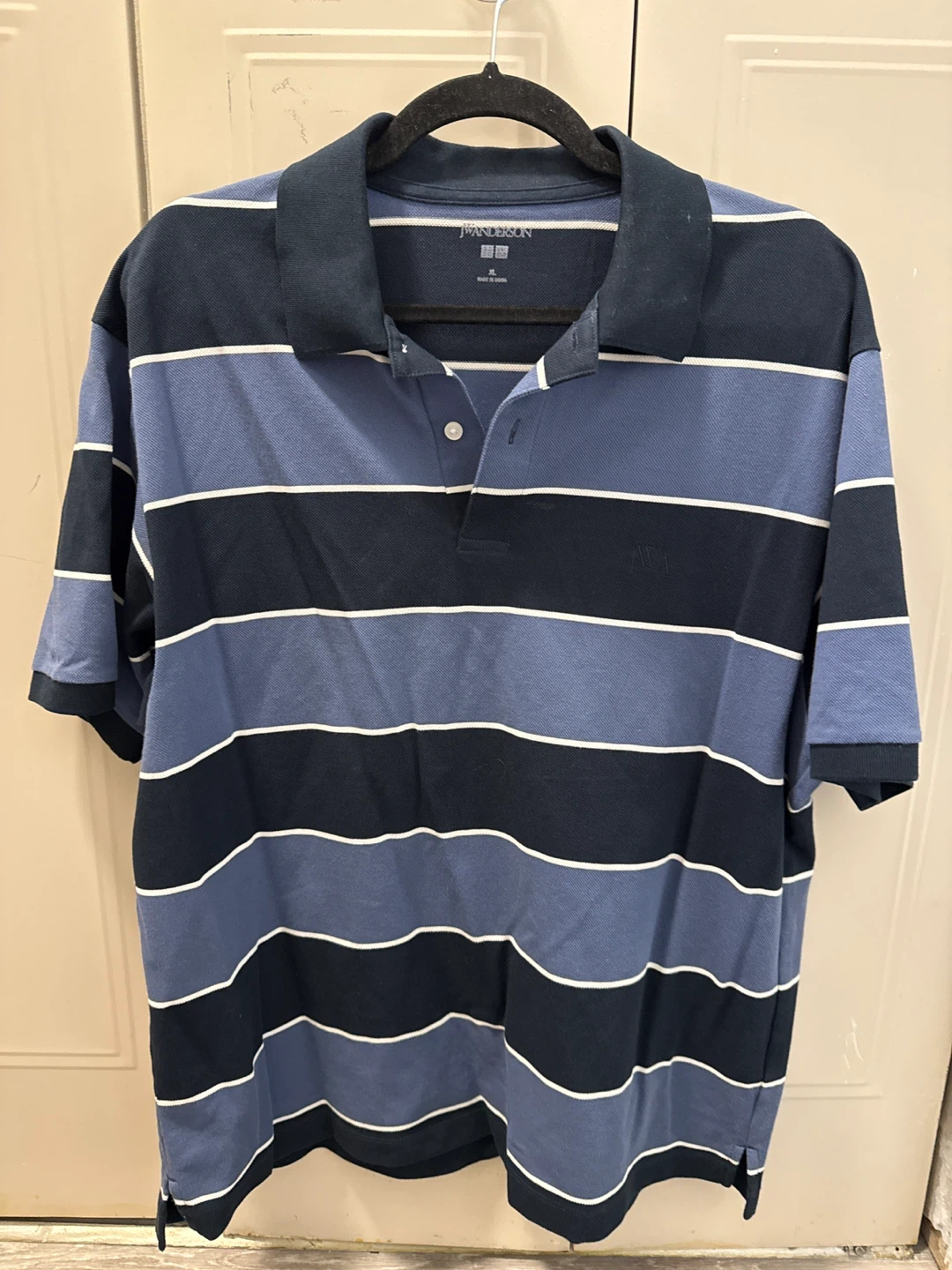 Uniqlo J.W. Anderson Striped Polo Shirt XL Blue Navy