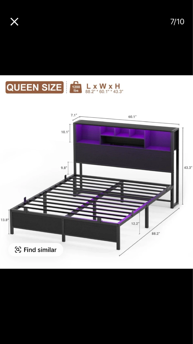 Queen Size Bed Frame with Bookcase Storage - photo 4