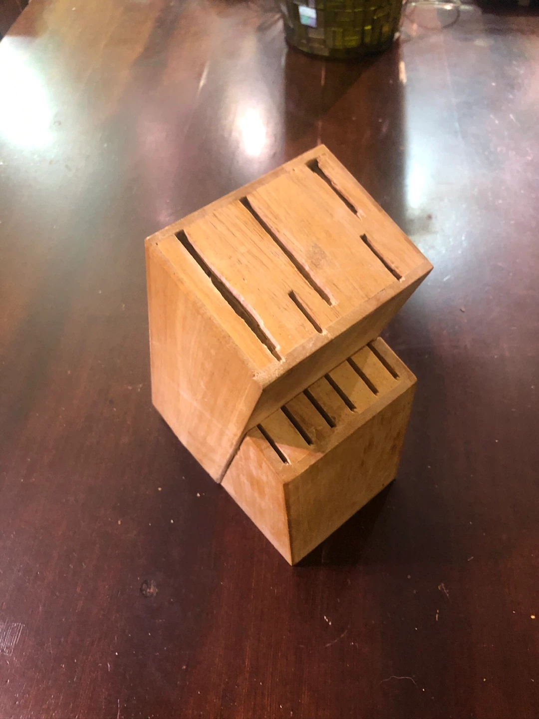 Wood Knife Block.  8” tall.