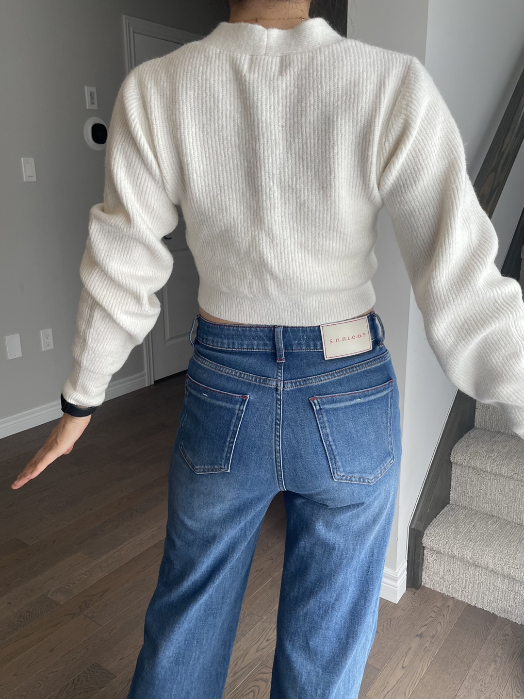 White Cropped Cardigan, Size S-M - photo 3