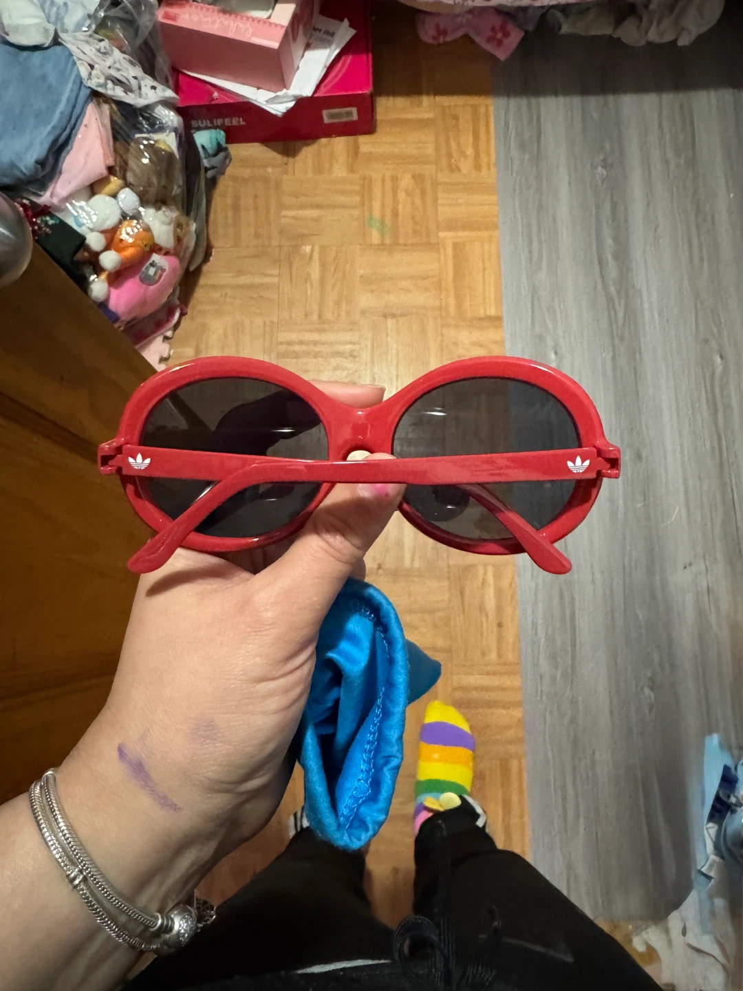 Adidas Red Sunglasses with Blue Pouch - photo 2