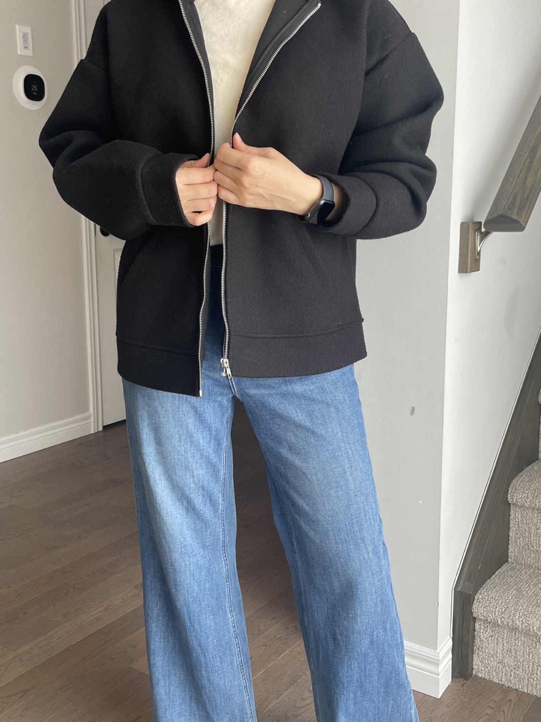 Zara Black Zip-Up Hoodie, L