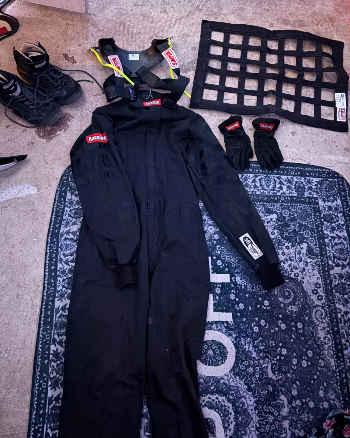 RaceQuip Racing Suit, Shoes, Gloves, and Net
