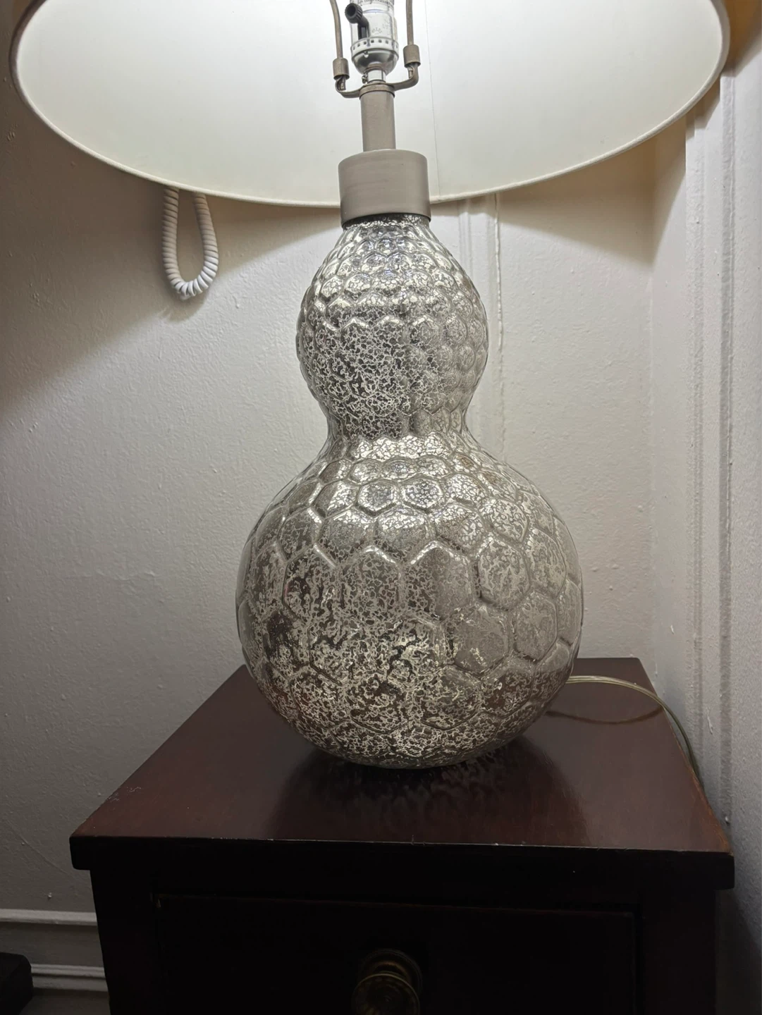 Decorative Table Lamps(2)- Silver Honeycomb Pattern