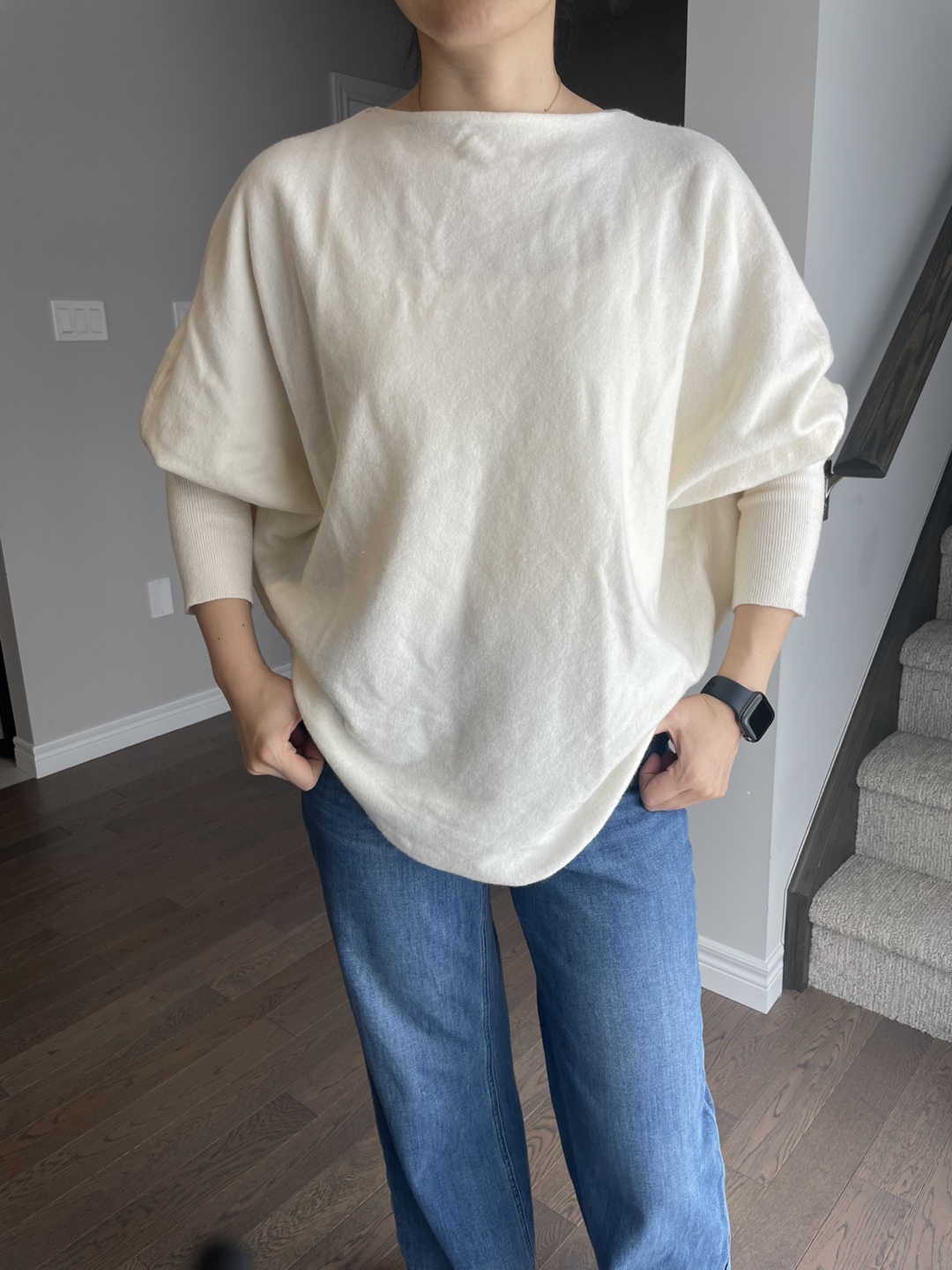 Cream Batwing Sleeve Sweater, M-L - photo 5