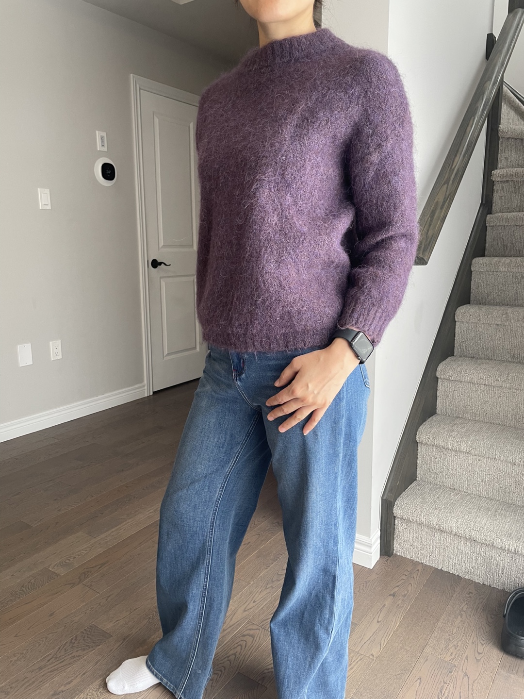 Purple Mohair Knit Sweater, M - photo 3