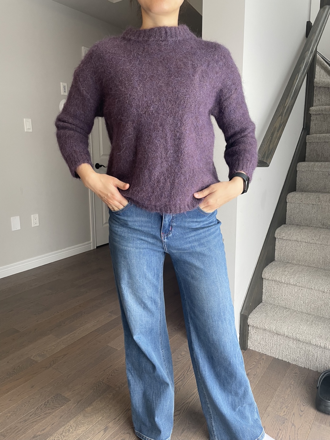 Purple Mohair Knit Sweater, M