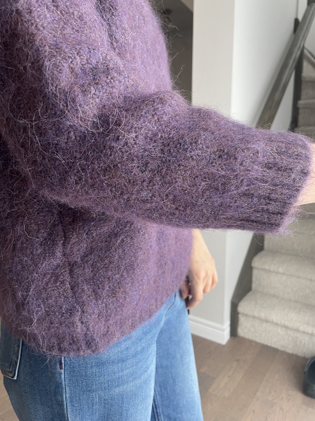 Purple Mohair Knit Sweater, M - photo 2