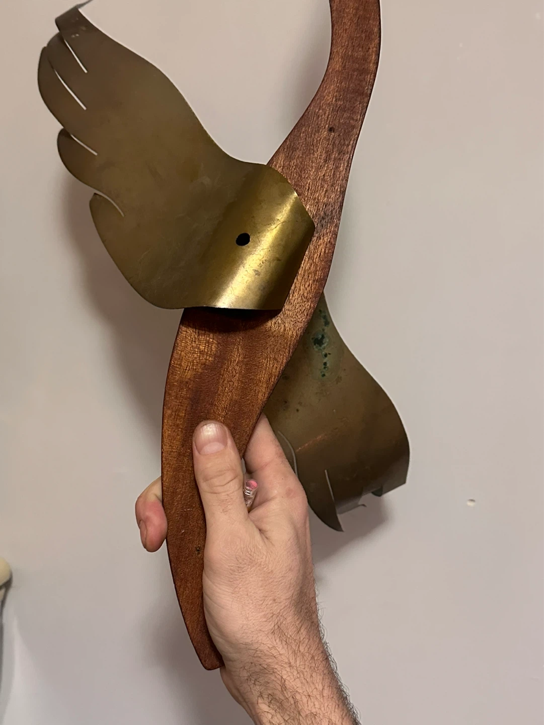 Large Mid Century Wood and Metal Goose Wall Hanging - photo 4