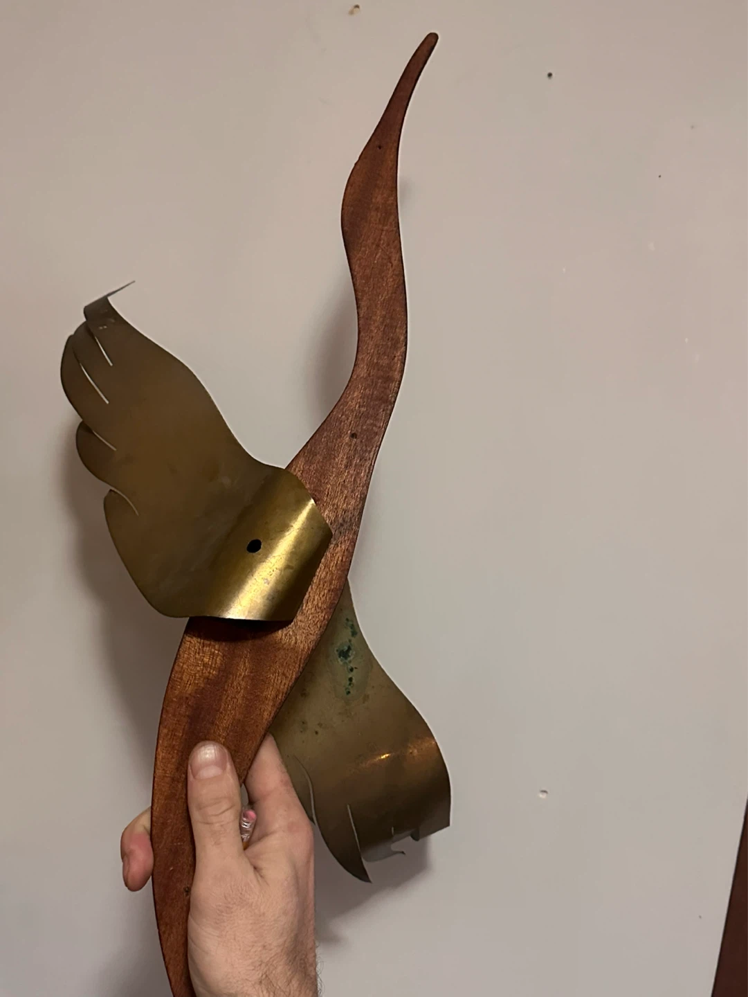 Large Mid Century Wood and Metal Goose Wall Hanging - photo 5