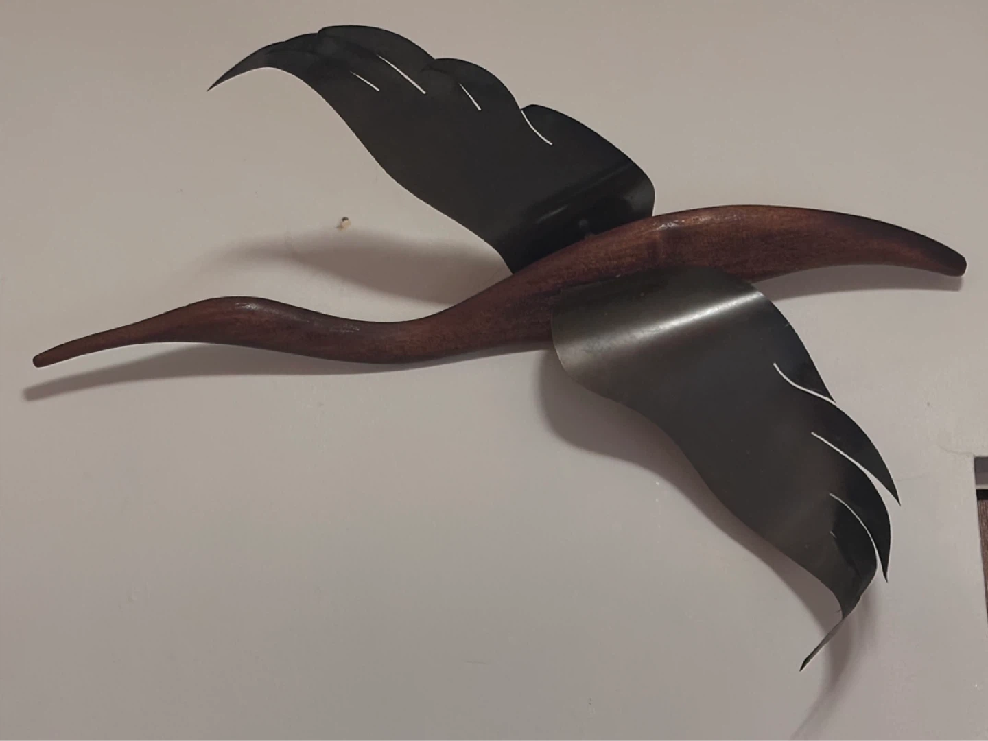 Large Mid Century Wood and Metal Goose Wall Hanging