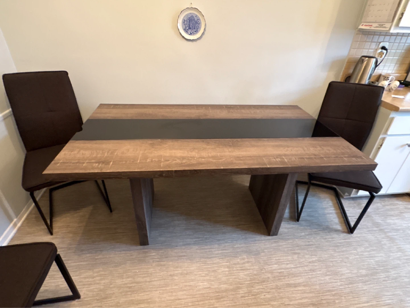 Modern Dining Table with Wood and Black Accent