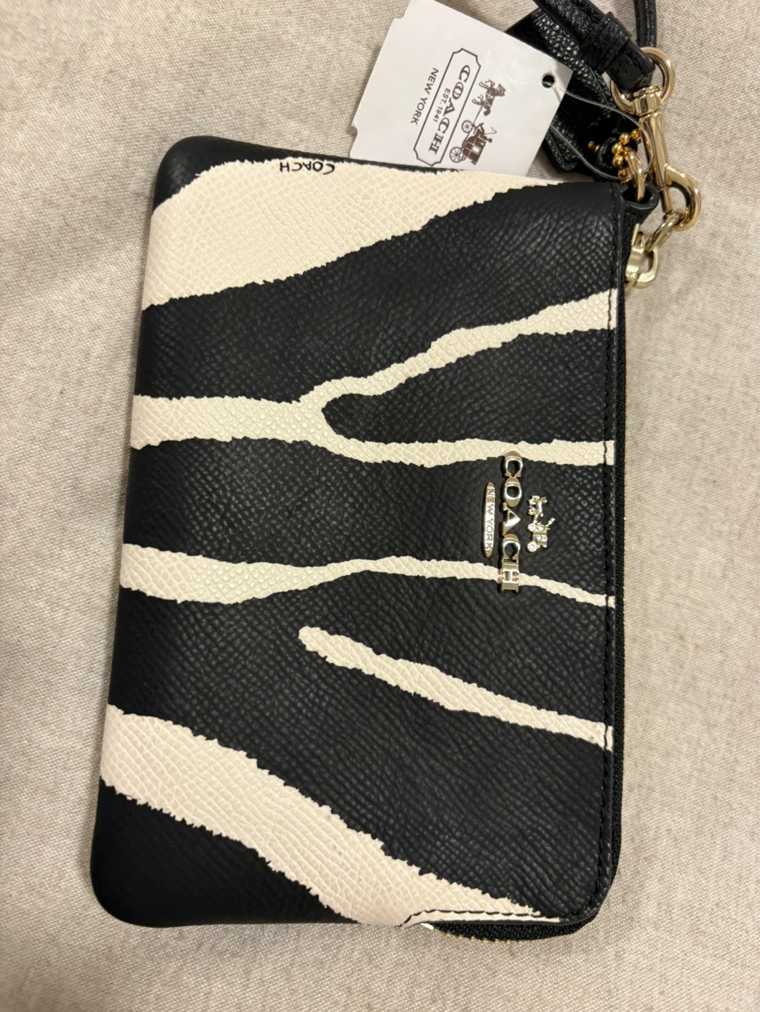 Coach Zebra Print Wristlet Pouch