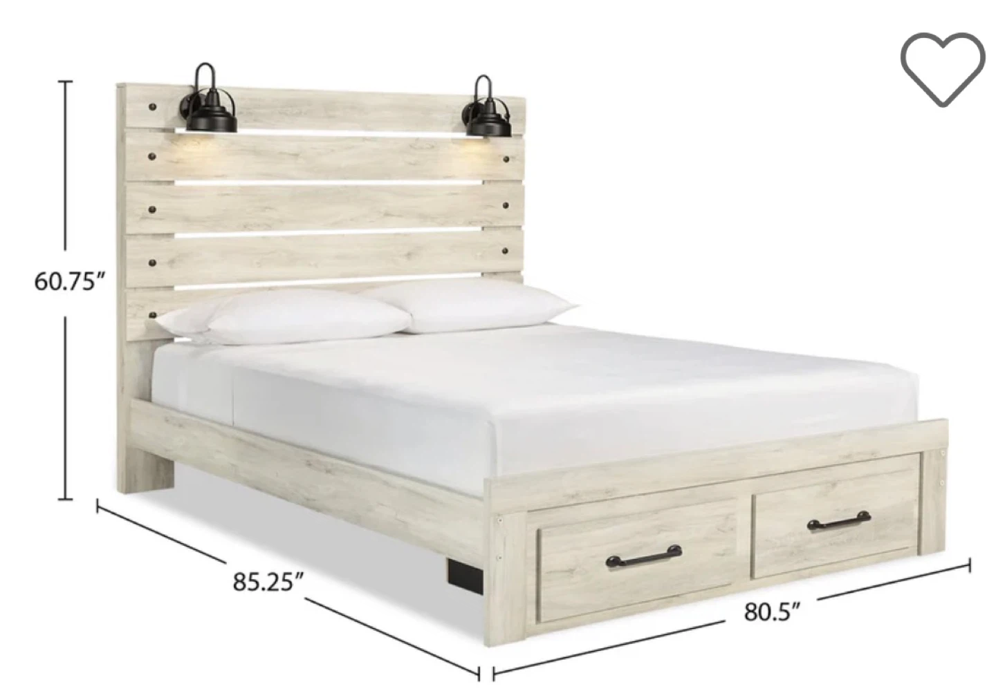 Farmhouse Bed Frame with Built-in Lights & matching side tables - photo 2