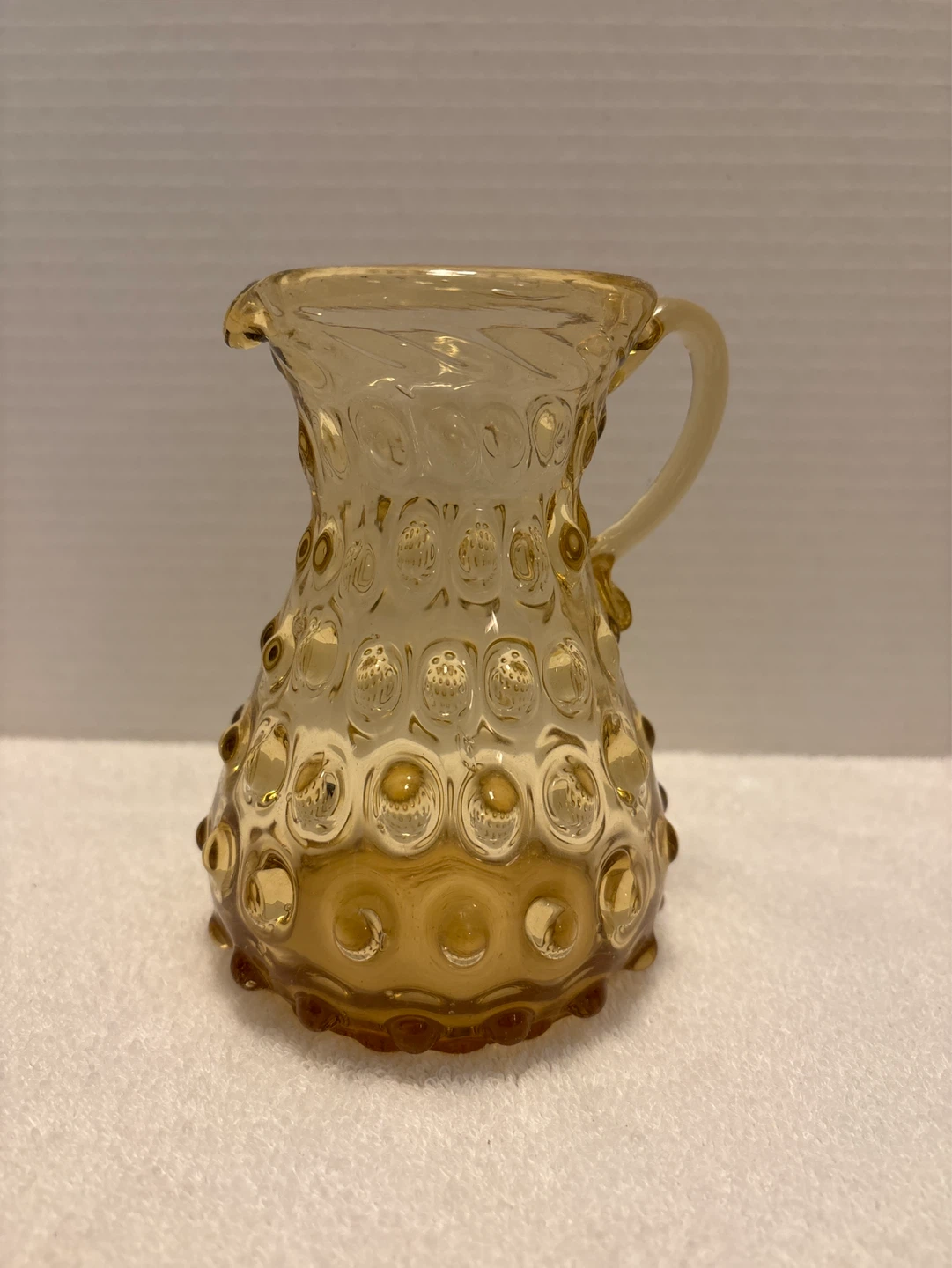 Amber hobnail glass creamer pitcher