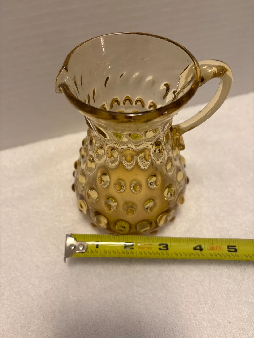 Amber hobnail glass creamer pitcher - photo 5