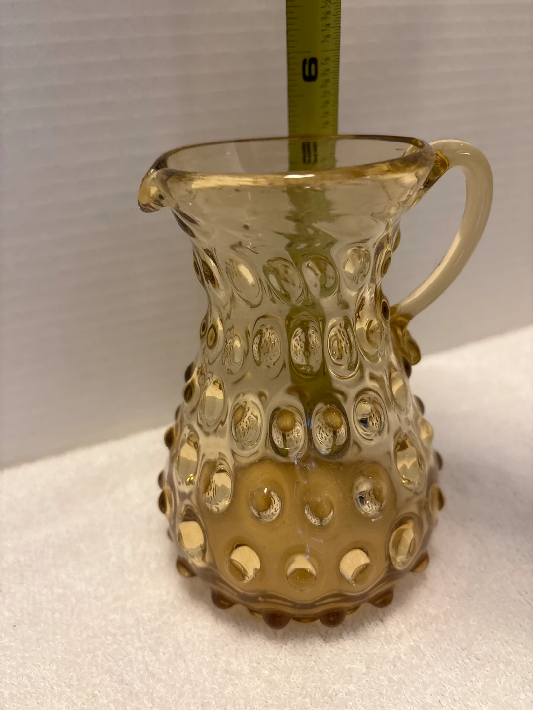 Amber hobnail glass creamer pitcher - photo 4