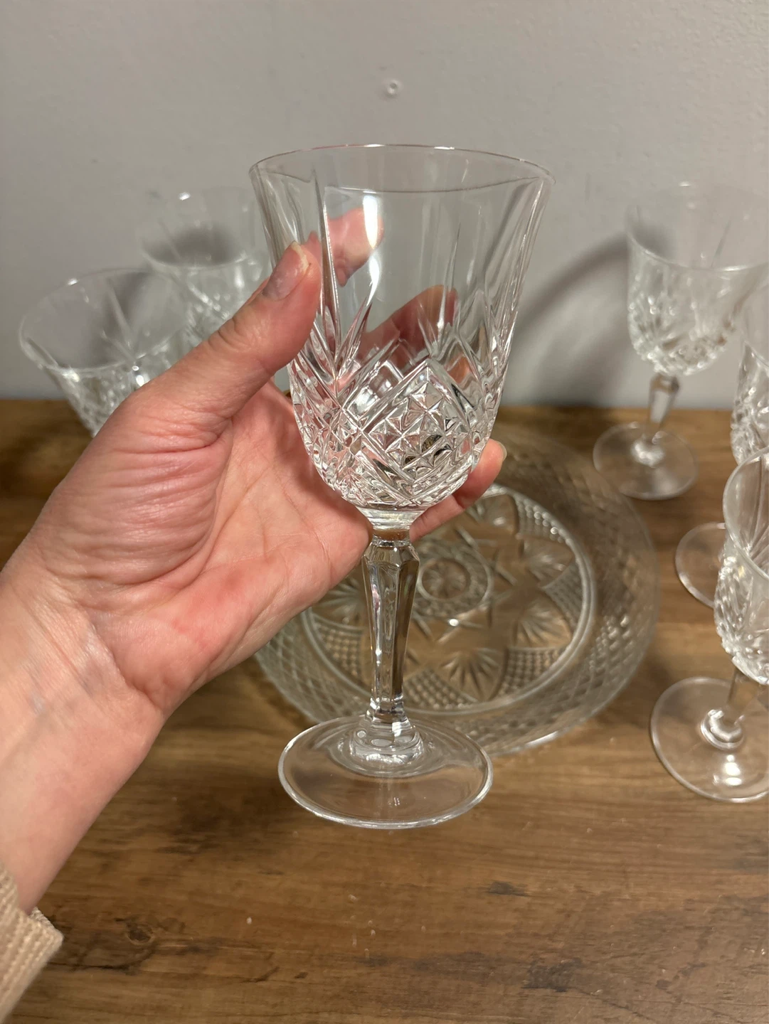 Crystal Wine Glasses and Serving Plate Set - photo 4