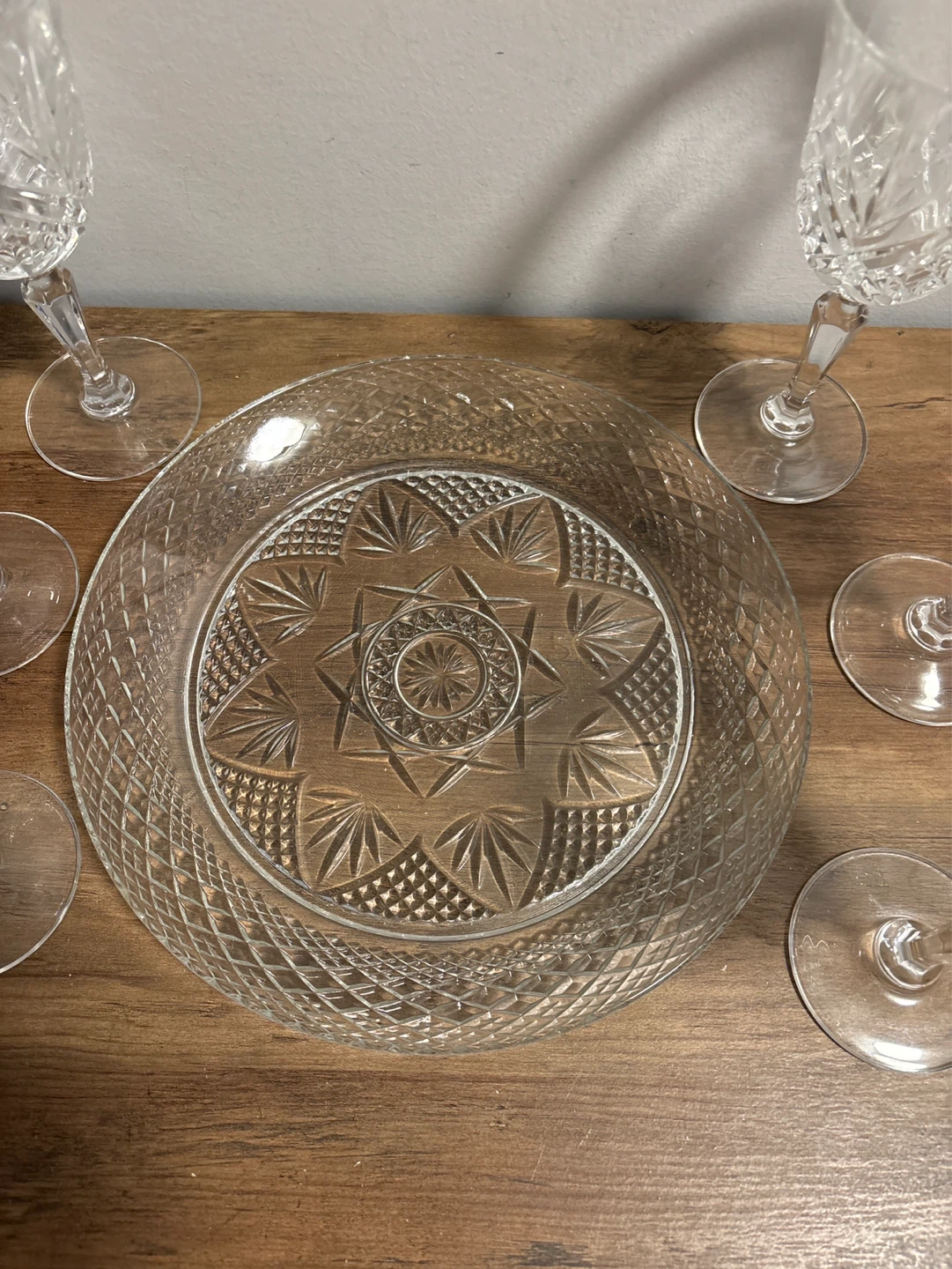 Crystal Wine Glasses and Serving Plate Set - photo 3