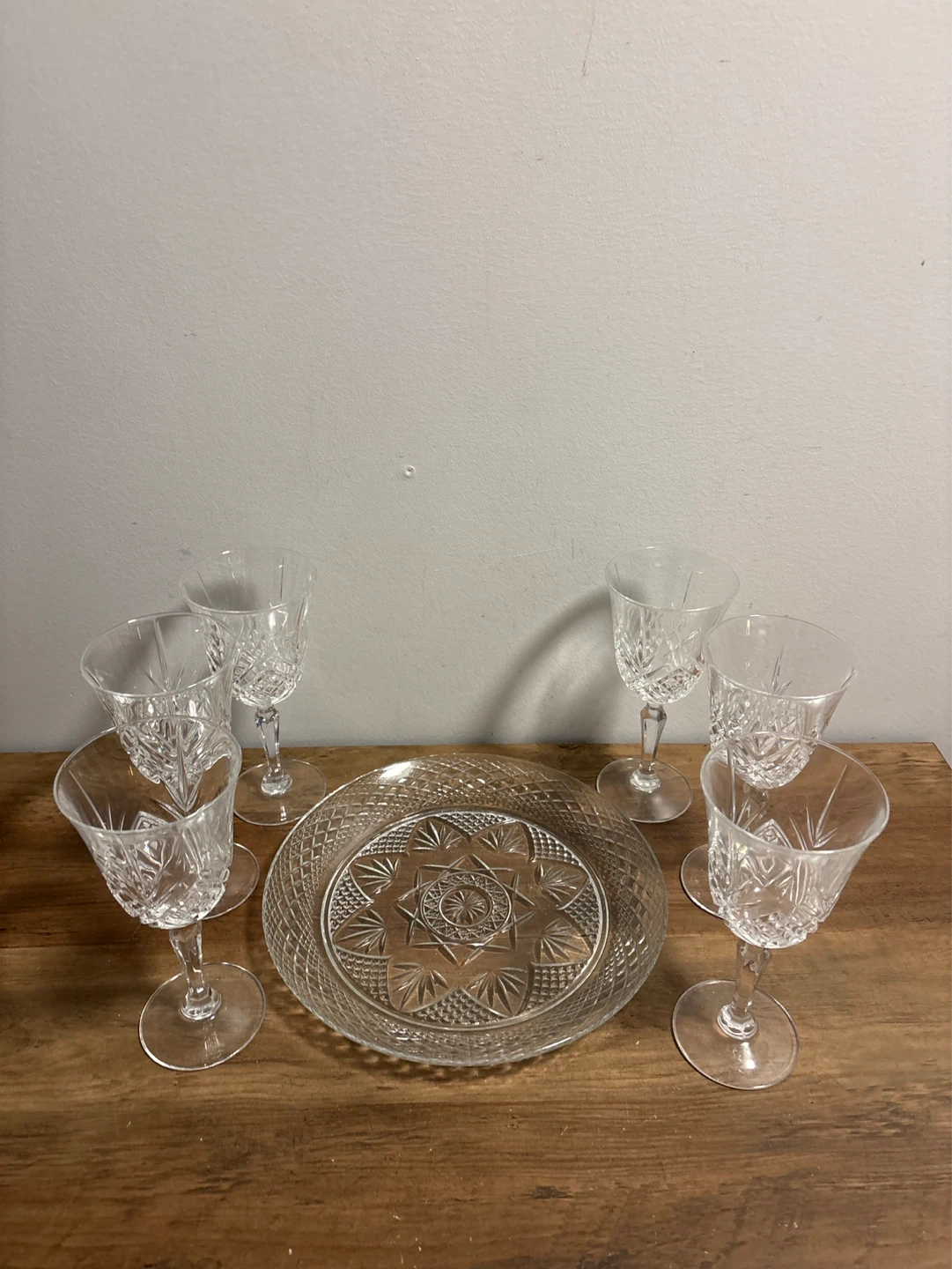 Crystal Wine Glasses and Serving Plate Set - photo 5