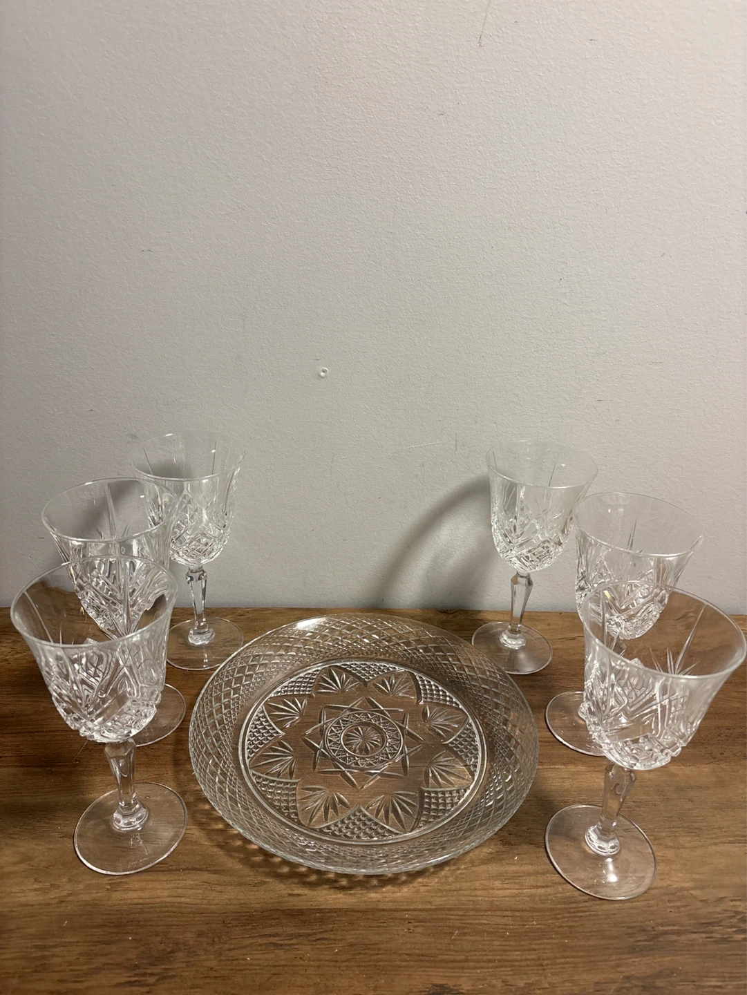Crystal Wine Glasses and Serving Plate Set - photo 2