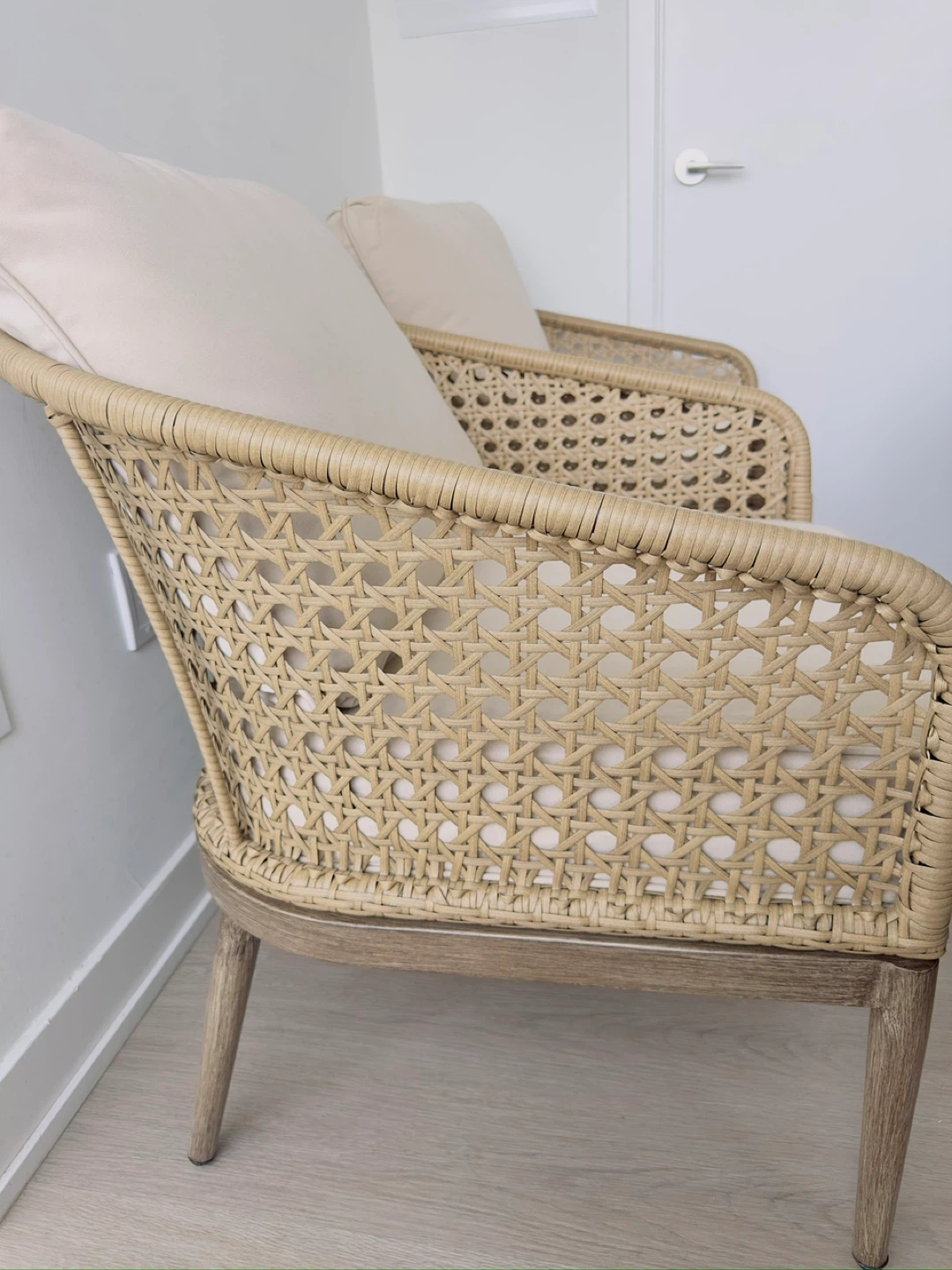 Set 2-Rattan Accent Chair with Cream Cushions - photo 4