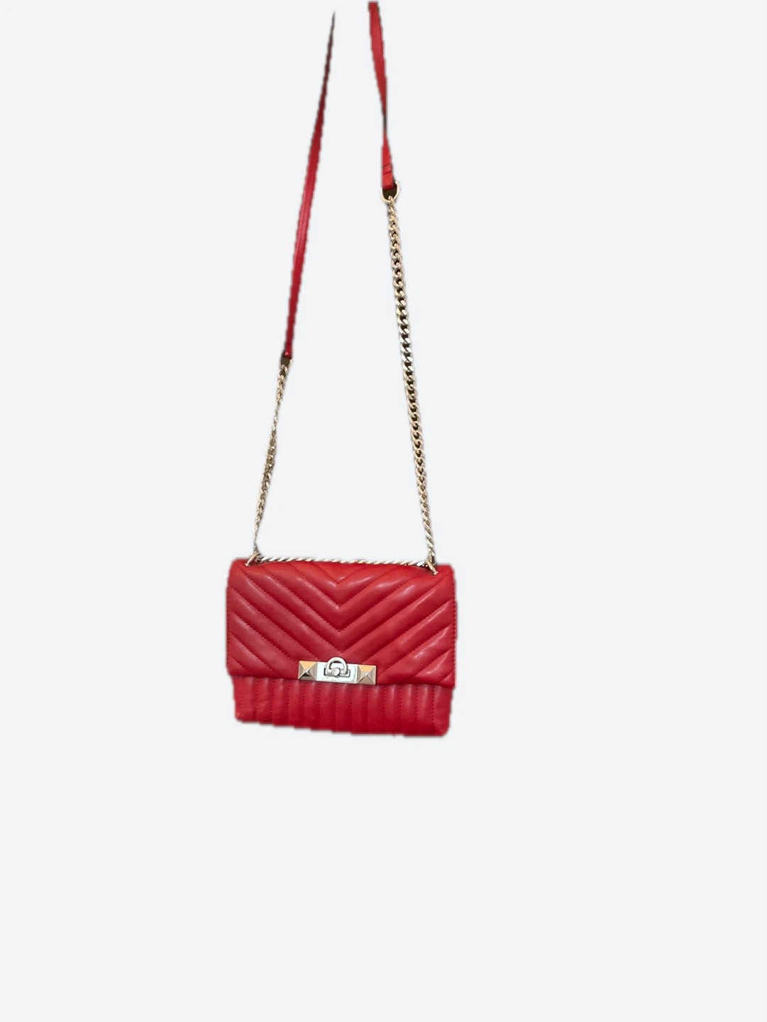 Red Chevron Quilted Crossbody Bag