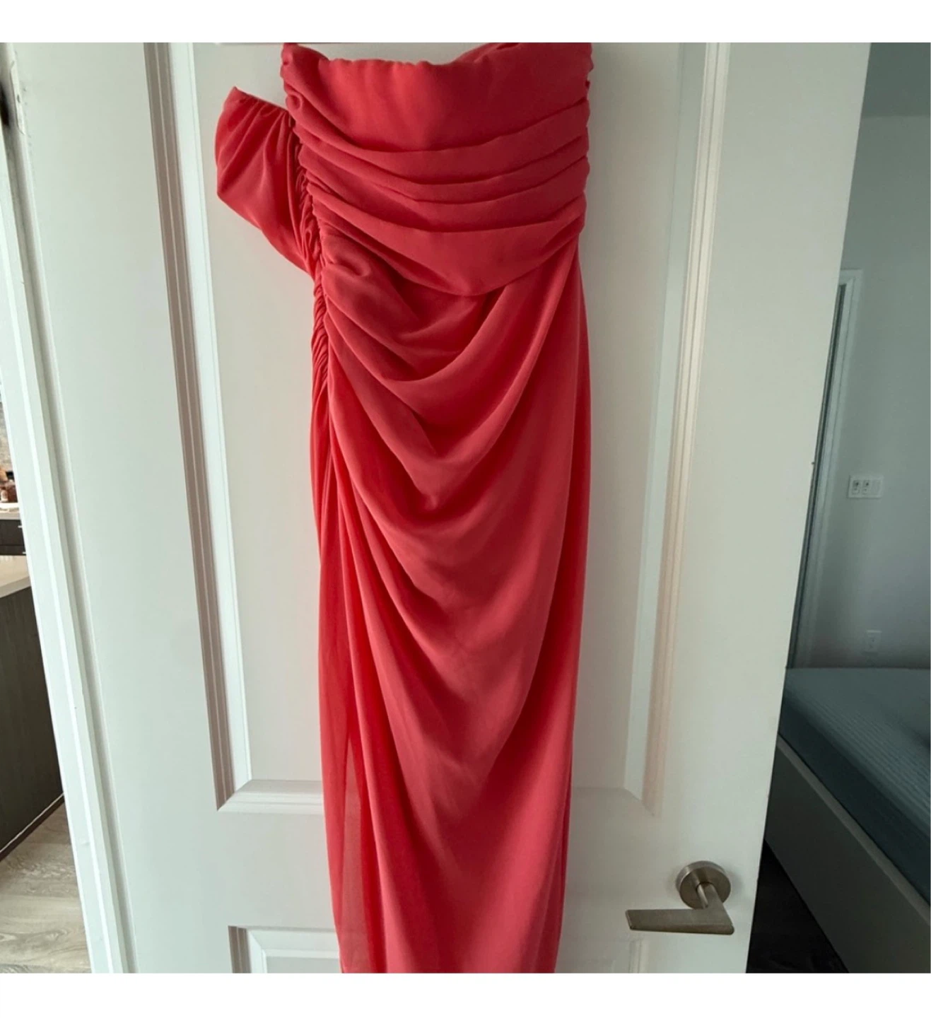 Strapless Ruched Coral Maxi Dress - photo 2