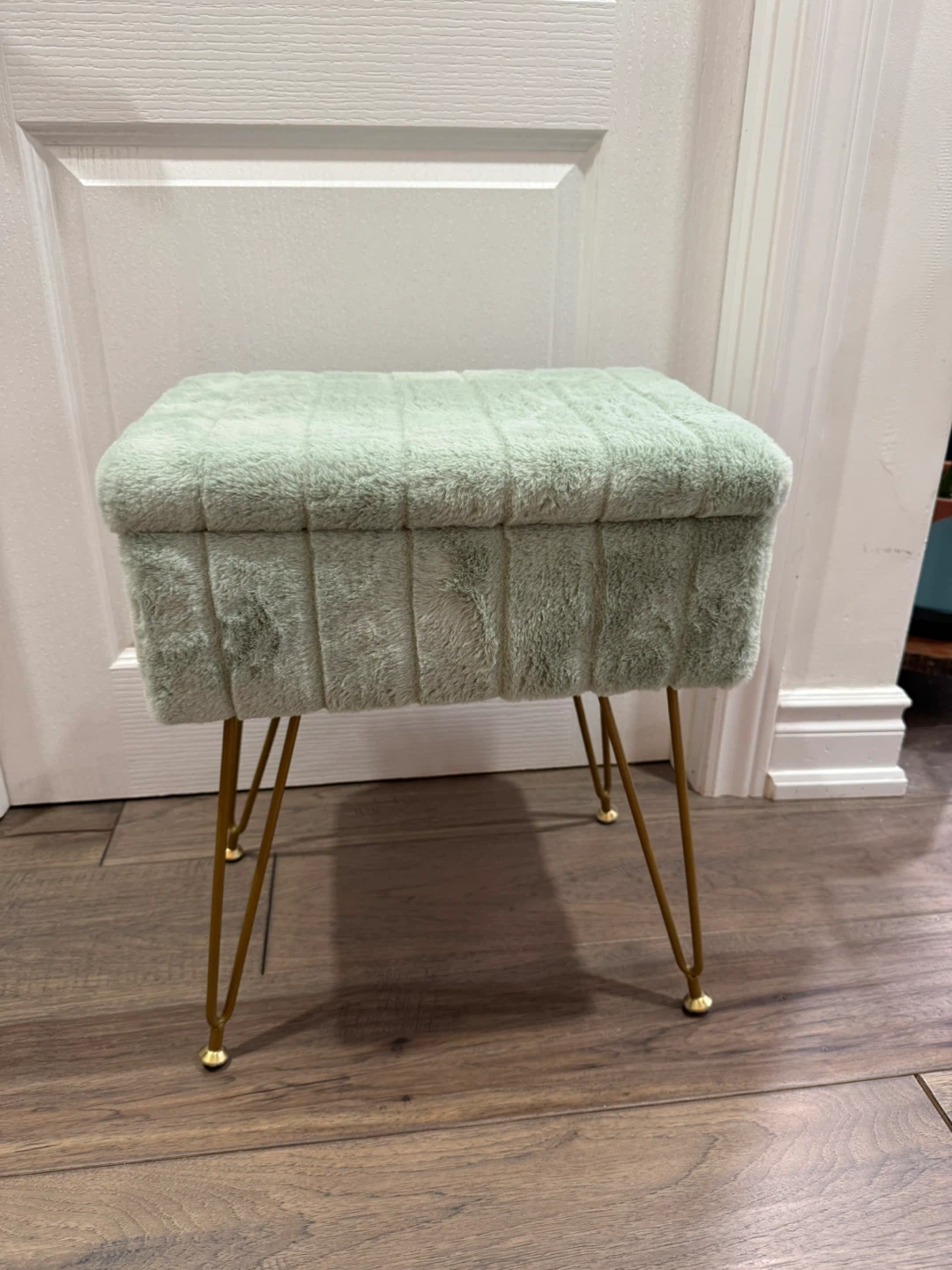 Vanity Chair Faux Fur Mint Green