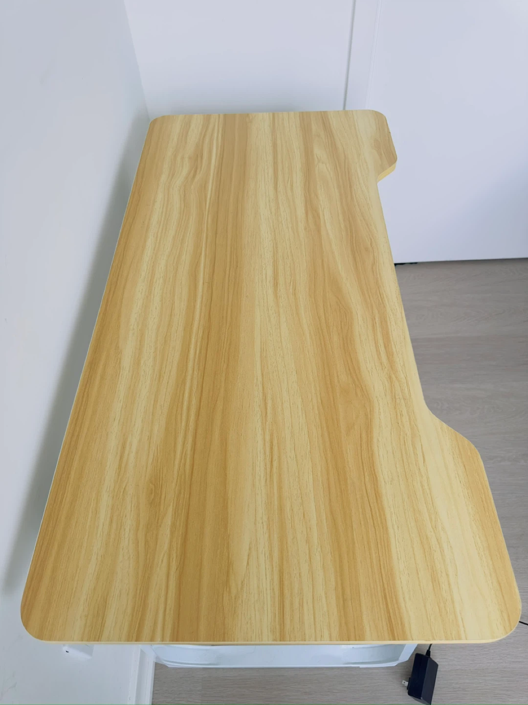 Wood Grain Desk with White Metal Frame - photo 3