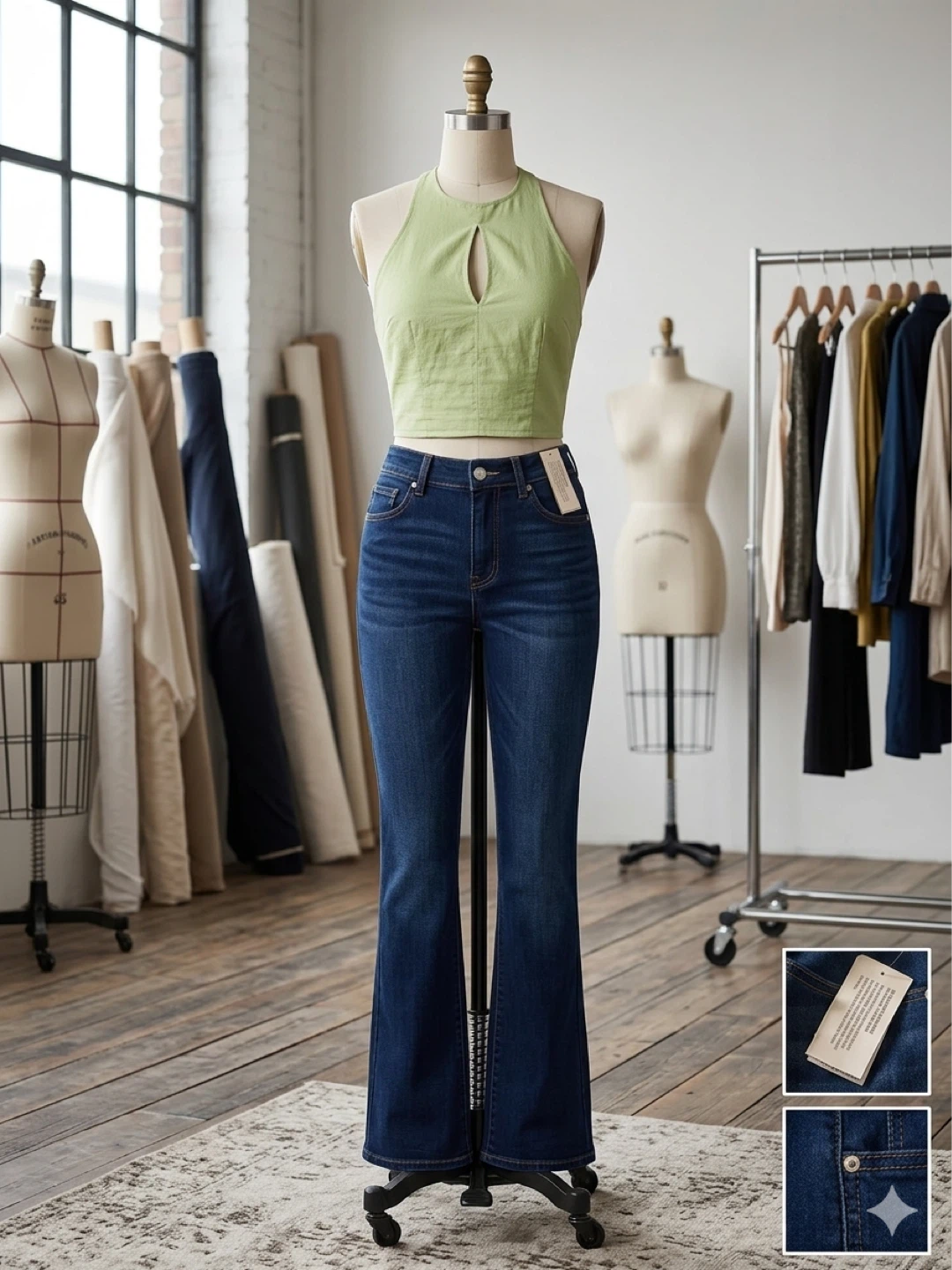 CHIC ME Green Keyhole Cutout Sleeveless Crop Top - Size M
