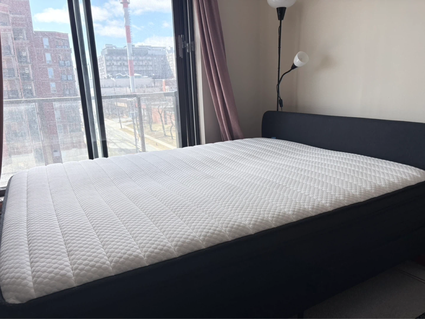 Dark Grey Upholstered Bed Frame with Mattress - photo 2