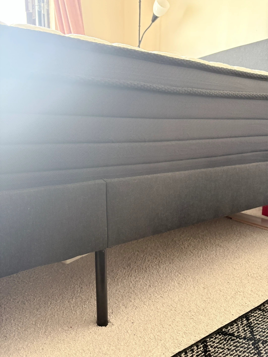 Dark Grey Upholstered Bed Frame with Mattress