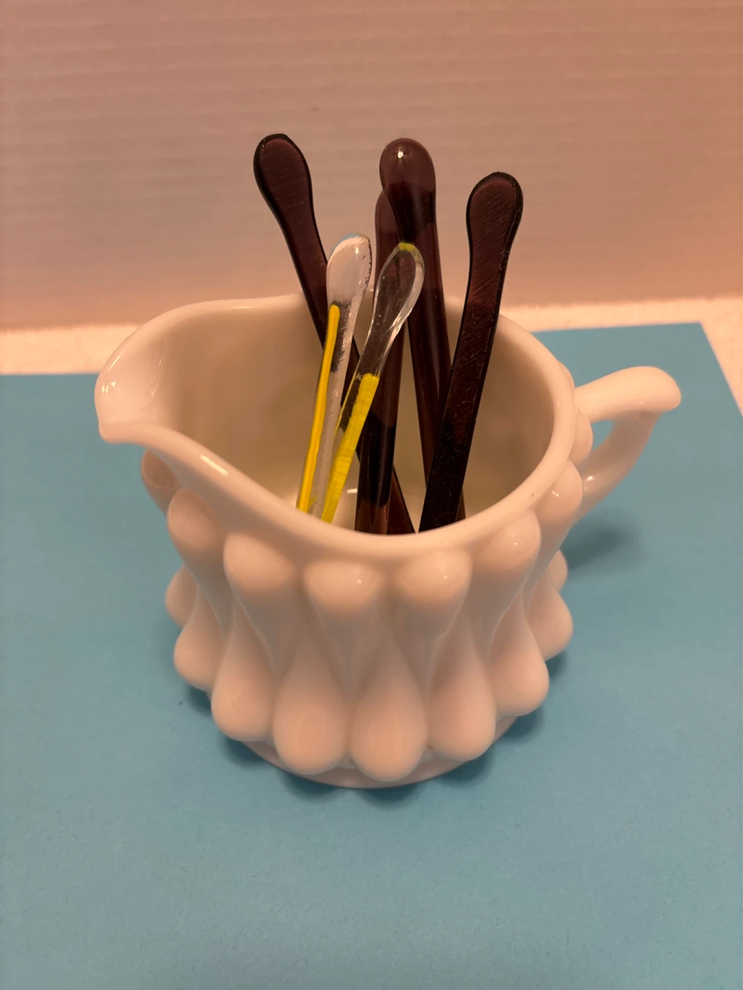 Vintage Milk Glass Creamer with Stirrers - photo 4