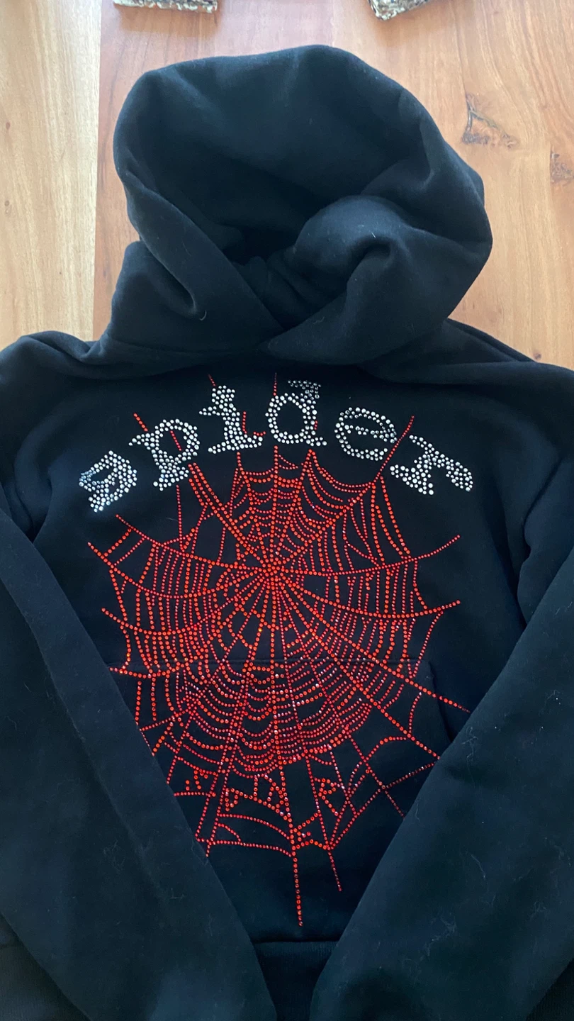Spiderworldwide Hoodie Rhinestone Spiderweb Black Size S