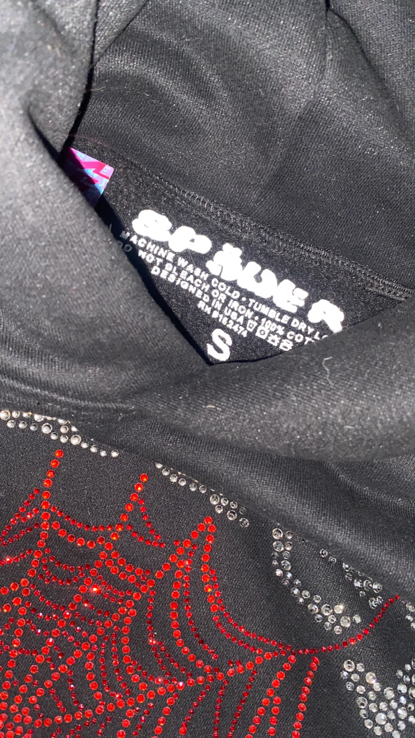 Spiderworldwide Hoodie Rhinestone Spiderweb Black Size S - photo 2