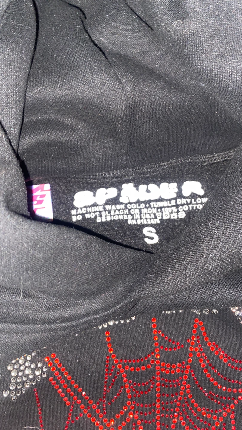 Spiderworldwide Hoodie Rhinestone Spiderweb Black Size S - photo 3