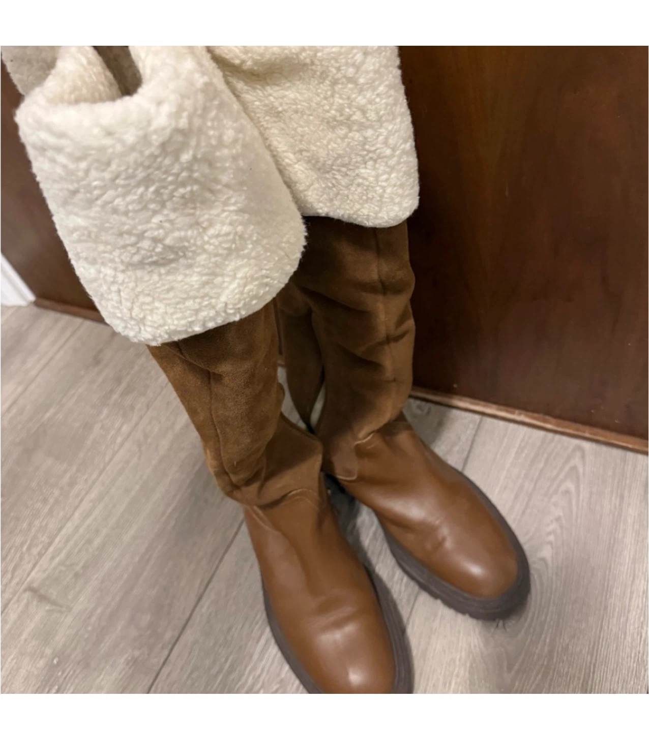 Brown Suede and Shearling Lined Boots