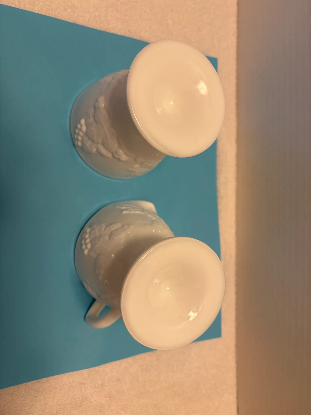 White Milk Glass Embossed Grape Footed Cups (Set of 2) - photo 4