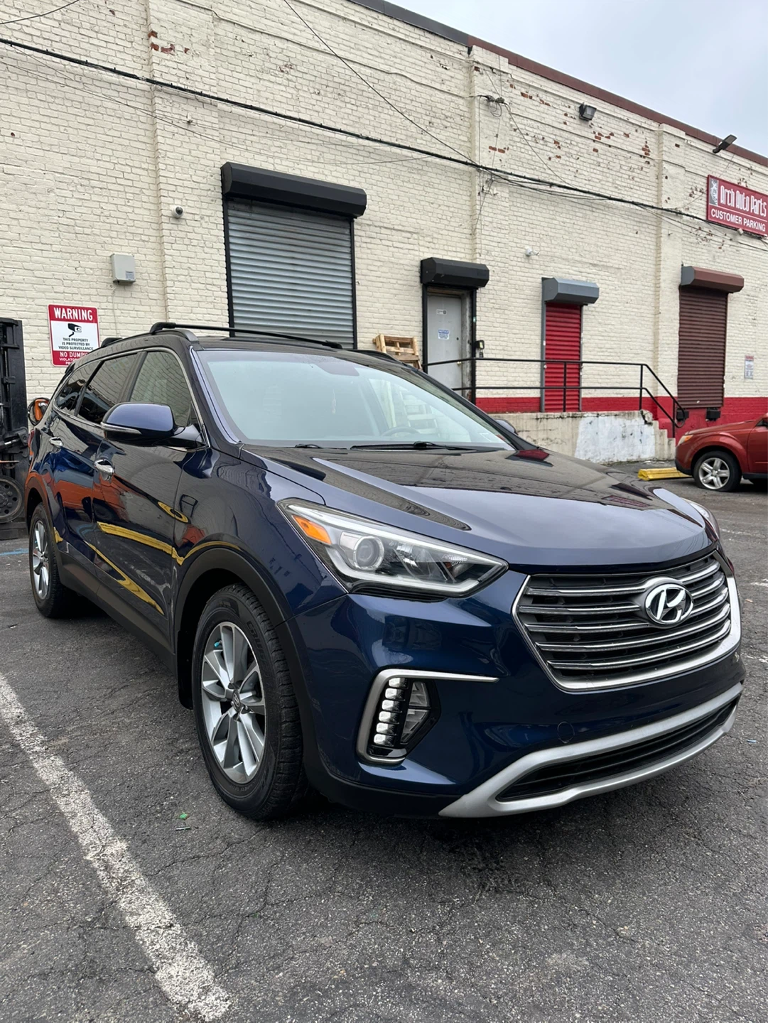 Blue Hyundai Santa Fe SUV
