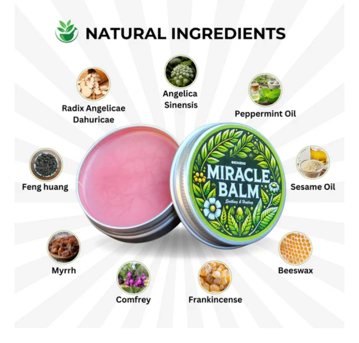 Senzio Miracle Balm Soothing & Healing Pain Relief 1.7 oz Tin - photo 2