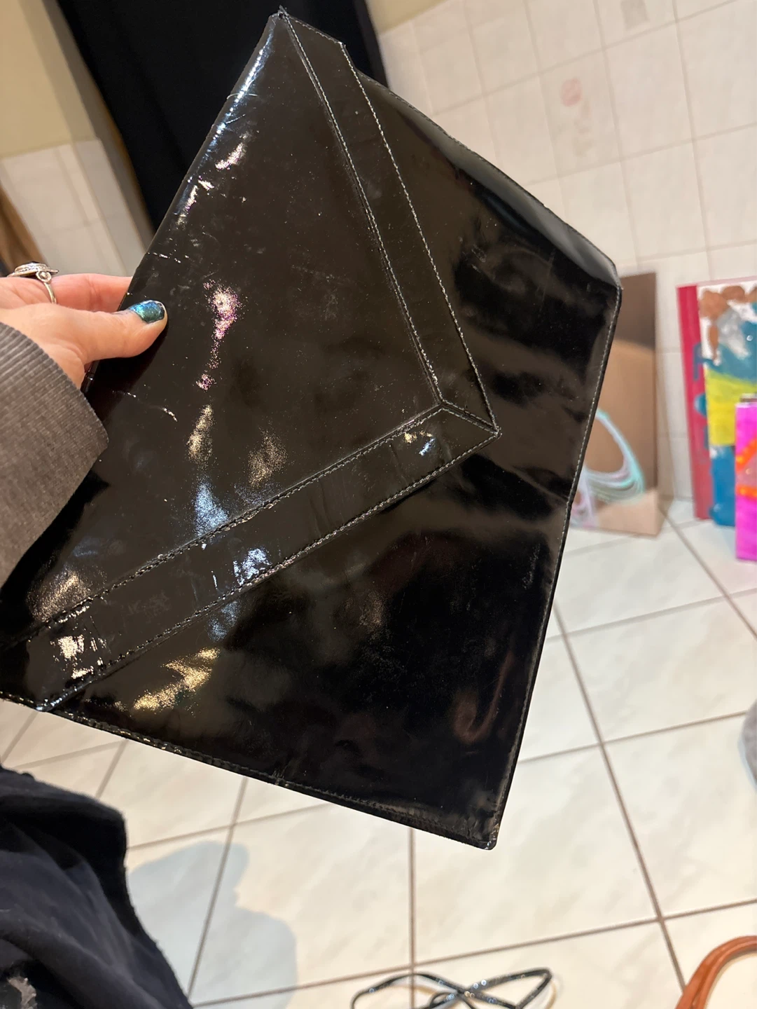 Black Patent Leather Clutch - photo 2
