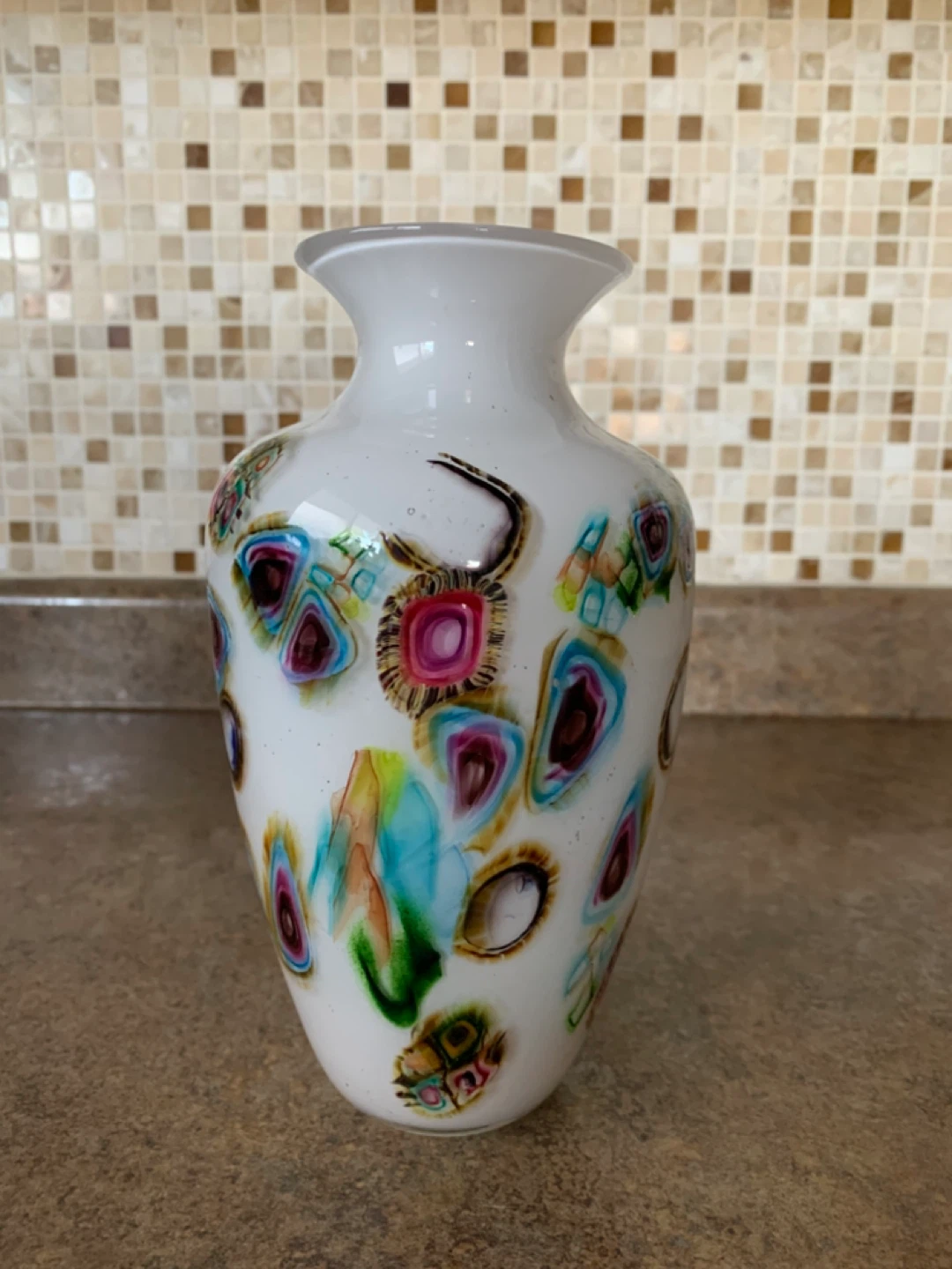 Murano white glass vase