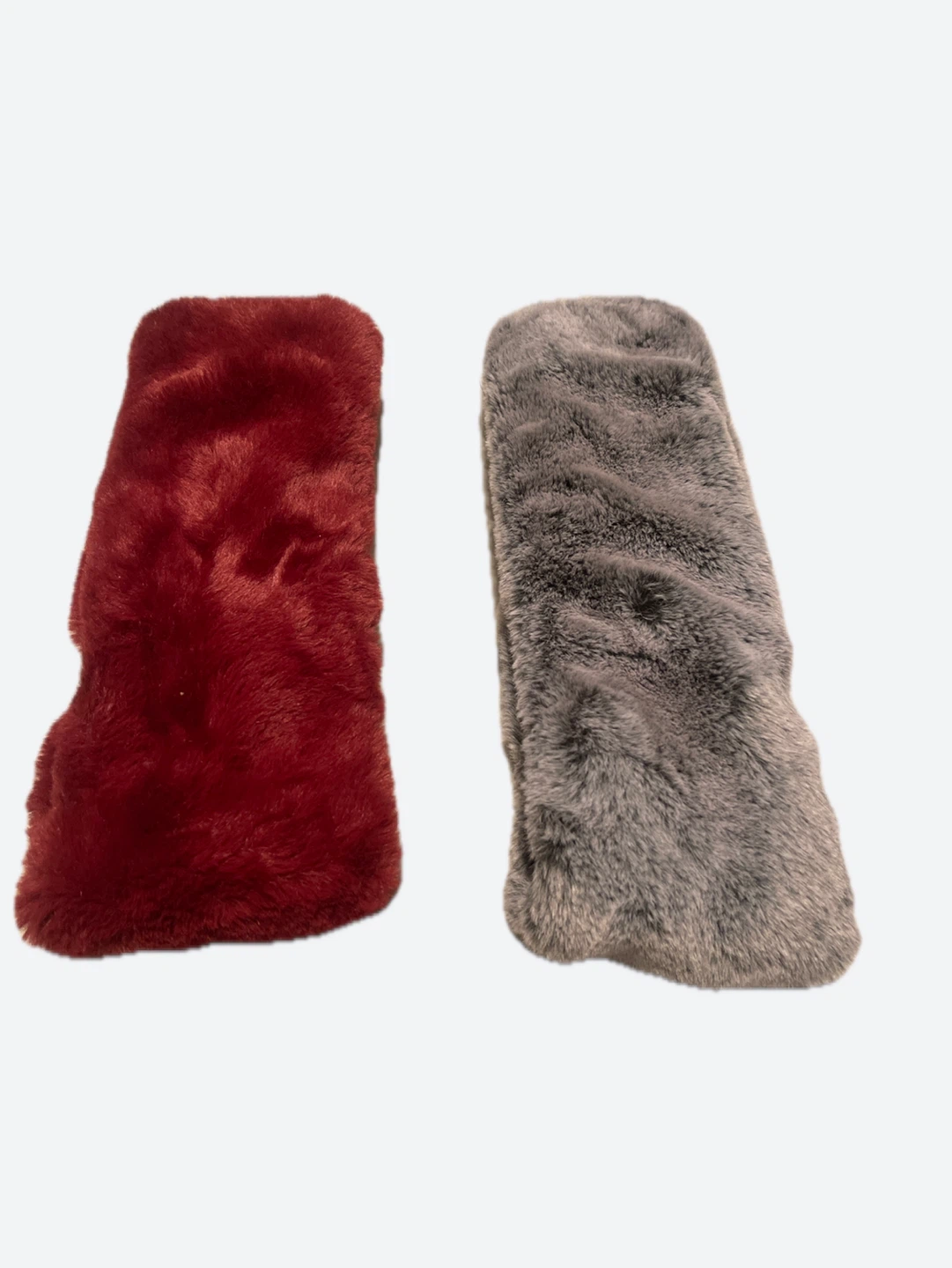 Surell Faux Fur Head Muff Set - Red & Grey